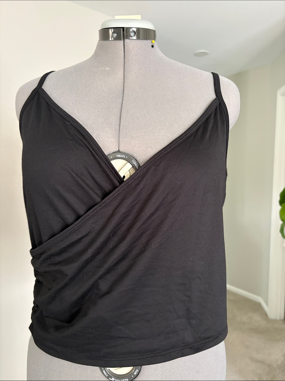 Fabletics Black Wrap-Front Cami with Thin Straps